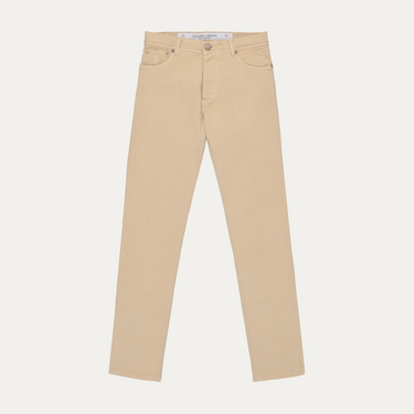 Jeans aus Baumwoll-Leinen-Mix in Cremegelb