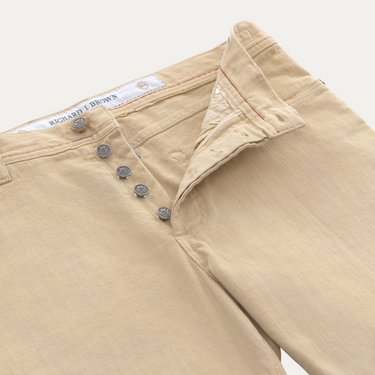 Jeans aus Baumwoll-Leinen-Mix in Cremegelb