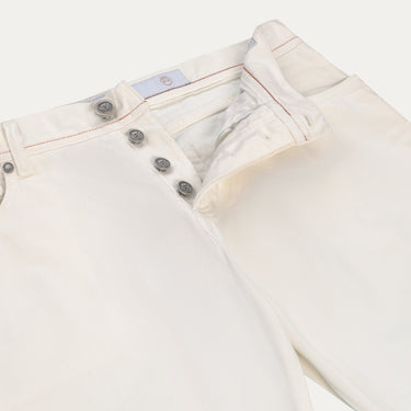 Slim-Fit Cotton Jeans in Milk White