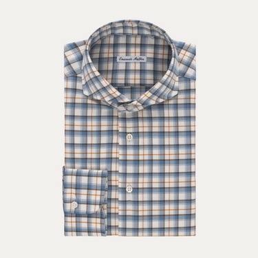Camisa de algodón a cuadros en multicolor azul
