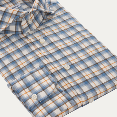 Camisa de algodón a cuadros en multicolor azul