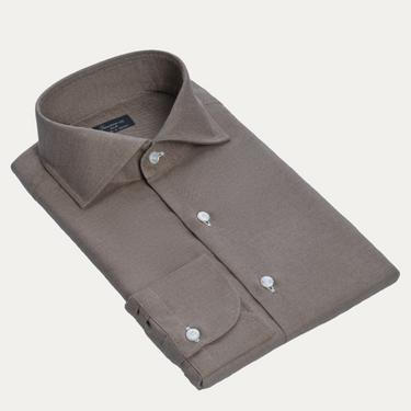Cotton-Cashmere Shirt in Taupe Brown