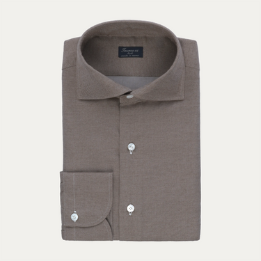 Cotton-Cashmere Shirt in Taupe Brown