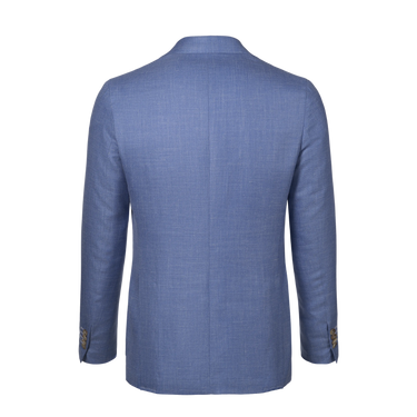 Single-Breasted Wool-Silk-Linen Jacket in Light Blue