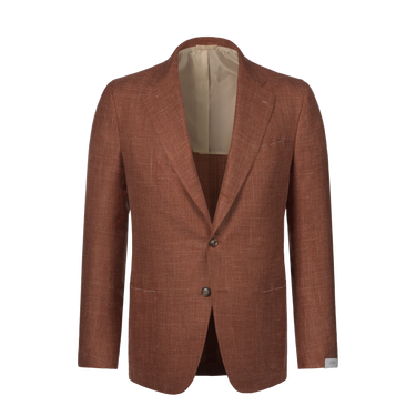 Single-Breasted Wool Jacket in Burnt Terracotta
