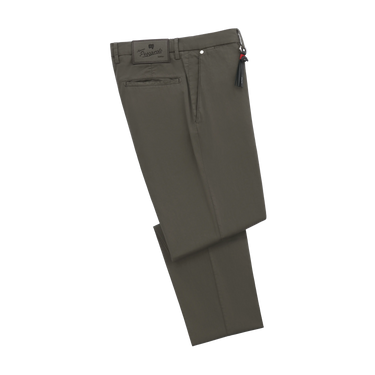 Cotton-Silk Blend Trousers in Military Green