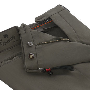 Cotton-Silk Blend Trousers in Military Green