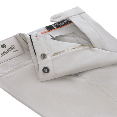 Cotton-Silk Blend Trousers in Pearl Grey