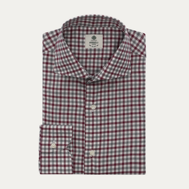 Luigi Borrelli Regular-Fit Checked Twill-Cotton Shirt in Red - SARTALE