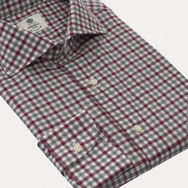 Luigi Borrelli Regular-Fit Checked Twill-Cotton Shirt in Red - SARTALE
