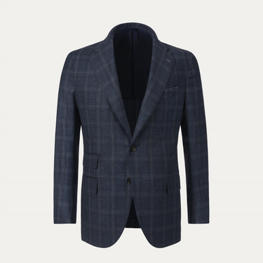 De Petrillo Single-Breasted Glencheck Virgin Wool Suit in Blue. Exclusively Made for Sartale - SARTALE