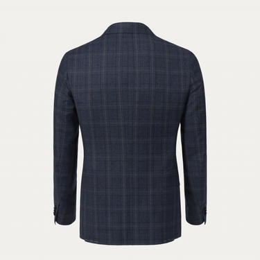 De Petrillo Single-Breasted Glencheck Virgin Wool Suit in Blue. Exclusively Made for Sartale - SARTALE
