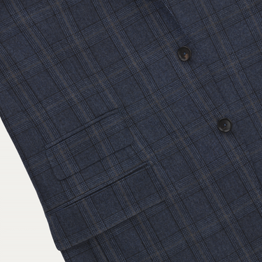 De Petrillo Single-Breasted Glencheck Virgin Wool Suit in Blue. Exclusively Made for Sartale - SARTALE