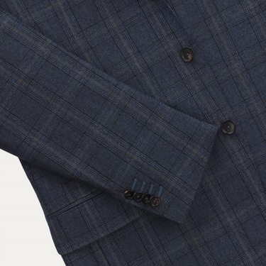 De Petrillo Single-Breasted Glencheck Virgin Wool Suit in Blue. Exclusively Made for Sartale - SARTALE