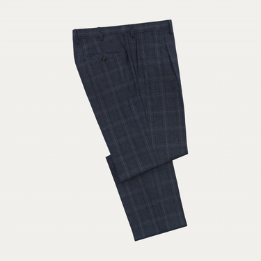 De Petrillo Single-Breasted Glencheck Virgin Wool Suit in Blue. Exclusively Made for Sartale - SARTALE
