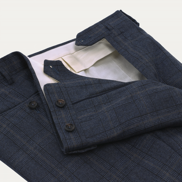 De Petrillo Single-Breasted Glencheck Virgin Wool Suit in Blue. Exclusively Made for Sartale - SARTALE