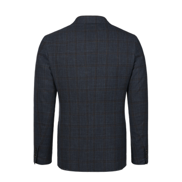 Single-Breasted Wool Suit in Dark Blue and Brown