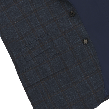 Single-Breasted Wool Suit in Dark Blue and Brown