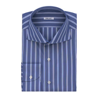 Camisa clásica de algodón en azul oscuro y blanco