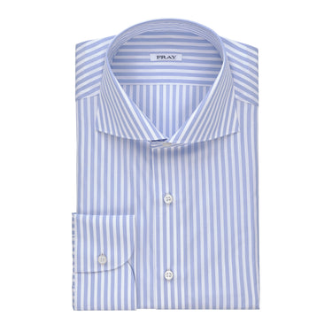 Camisa clásica de algodón en color blanco y azul claro