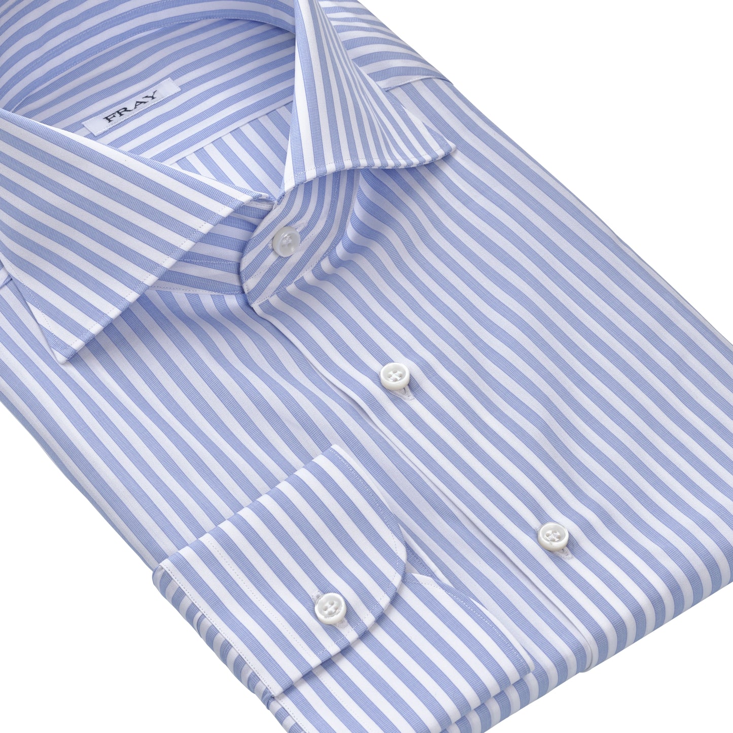 Classic Cotton Shirt in White and Light Blue