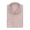 Pinpoint Cotton Shirt in White and Light Brown