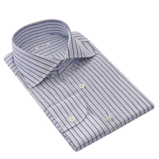 Striped Cotton Shirt in White and Blue