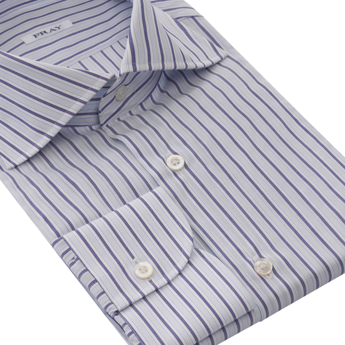Striped Cotton Shirt in White and Blue