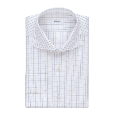 Classic Cotton Shirt in White and Dark Blue