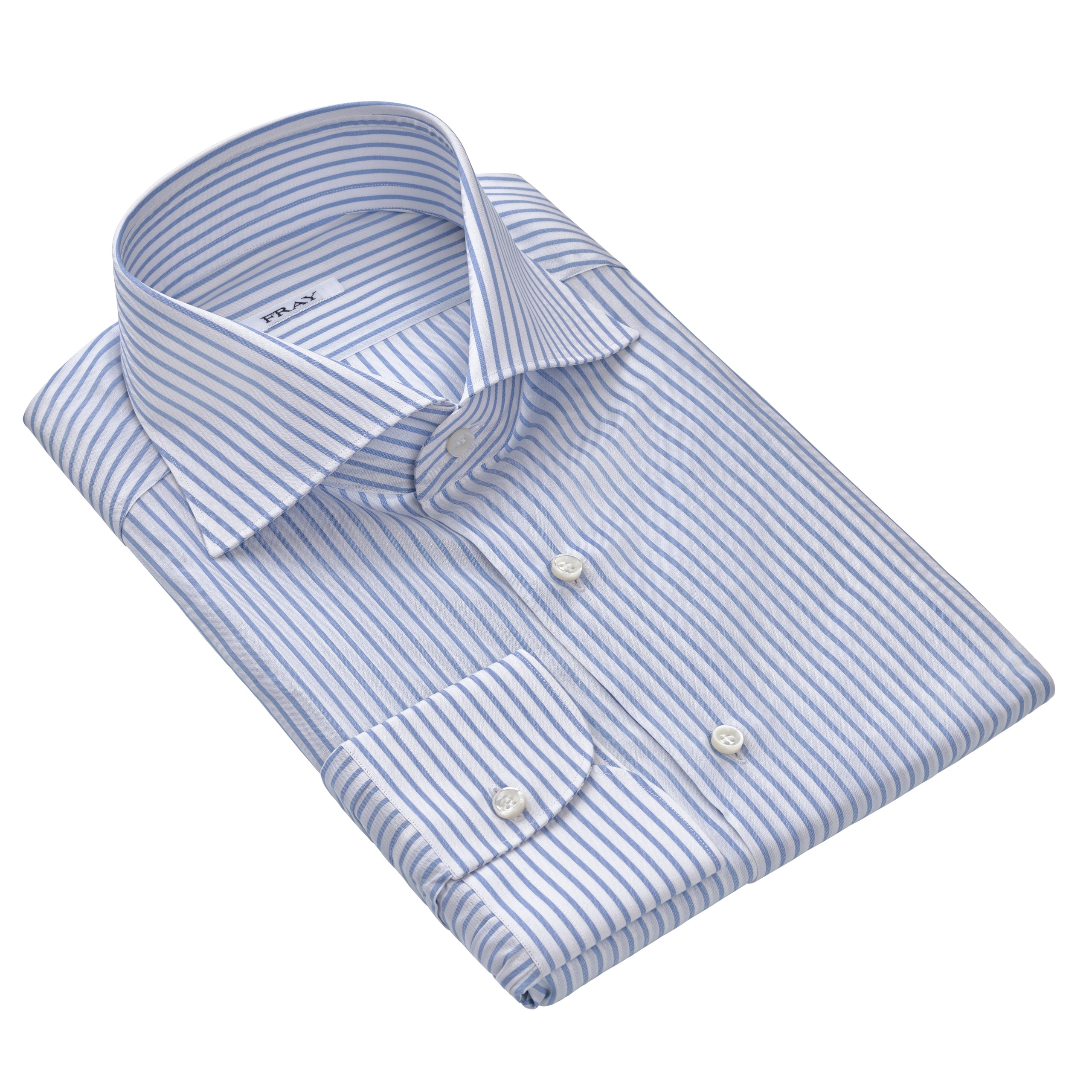 Classic Cotton Shirt in White and Light Blue