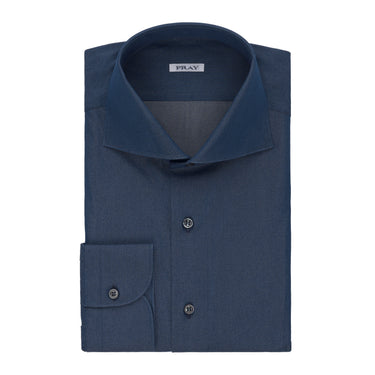 Camisa clásica de algodón en azul denim oscuro