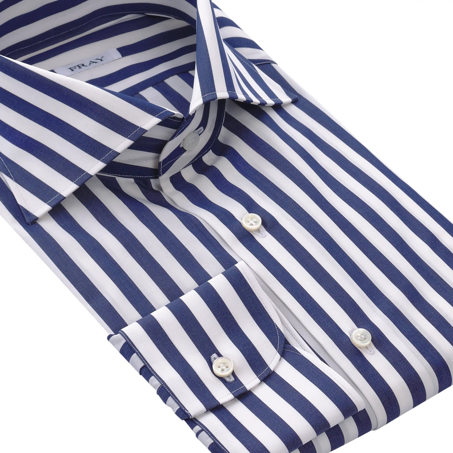 Striped Cotton Shirt in Light Blue and White