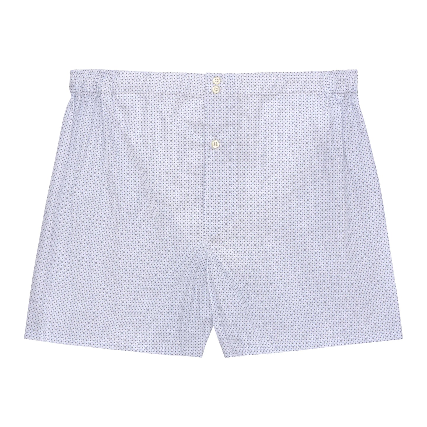 White Boxer Shorts with Blue Print
