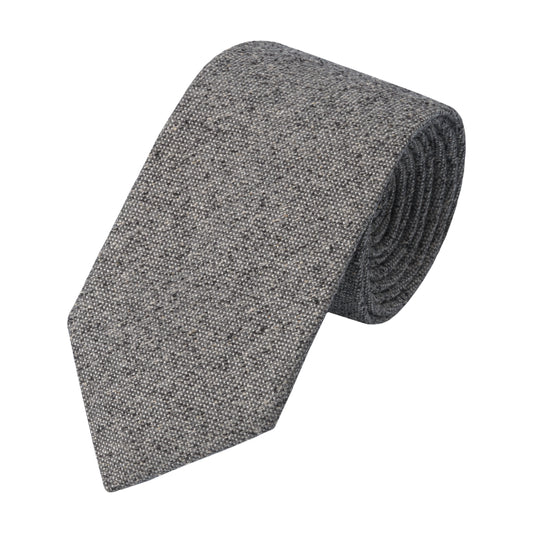 Jacquard Silk Tie in Light Grey Melange