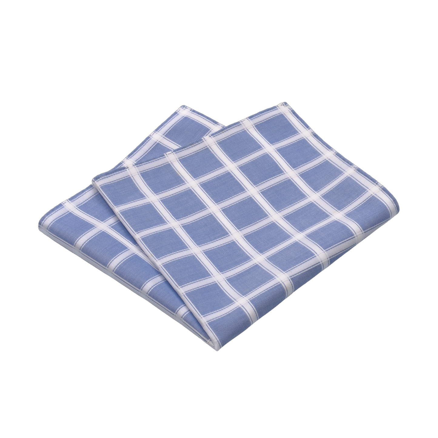 Windowpane Cotton Pocket Square in Blue