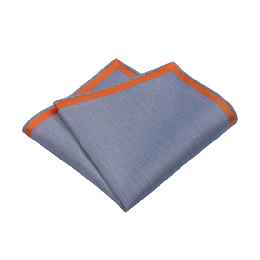Einstecktuch aus Baumwolle in Blau mit orangefarbenen Kanten