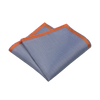 Cotton Pocket Square in Blue with Orange Edges