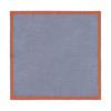 Cotton Pocket Square in Blue with Orange Edges