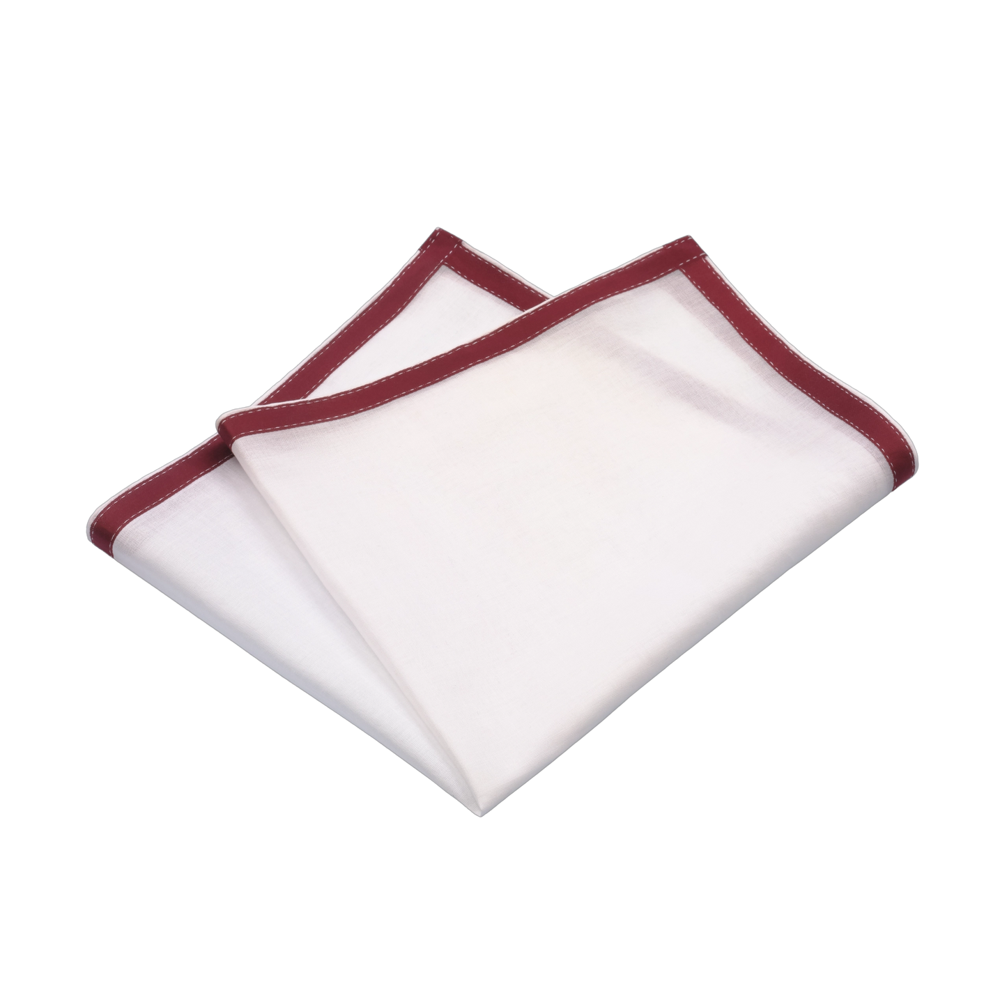 Cotton Pocket Square in White and Bordeaux