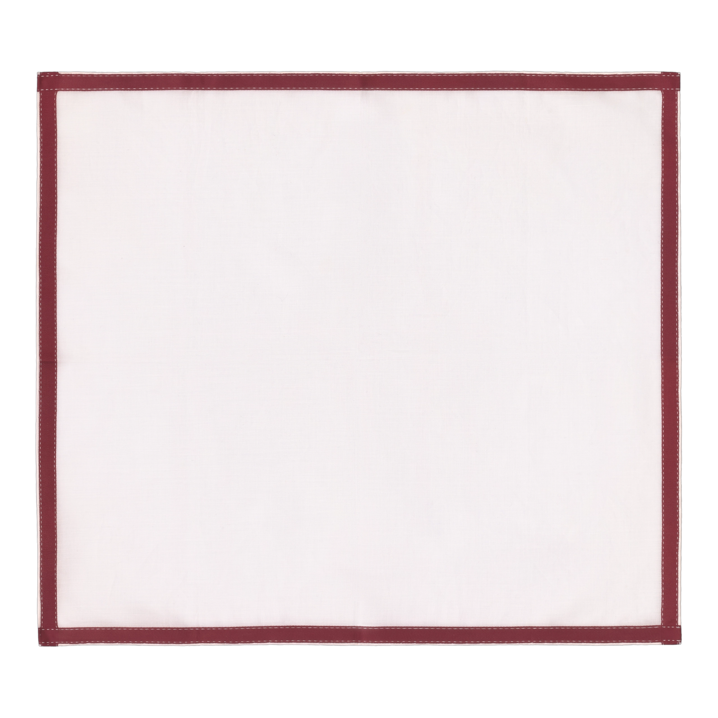 Cotton Pocket Square in White and Bordeaux