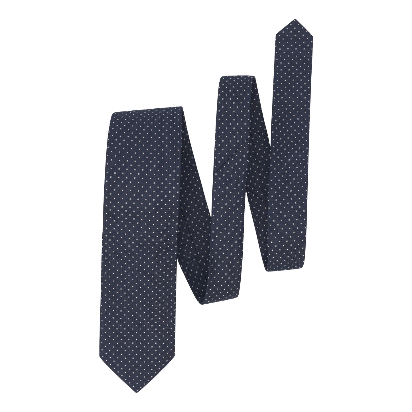 Jacquard Silk Tipped Tie in Dark Blue with Pattern