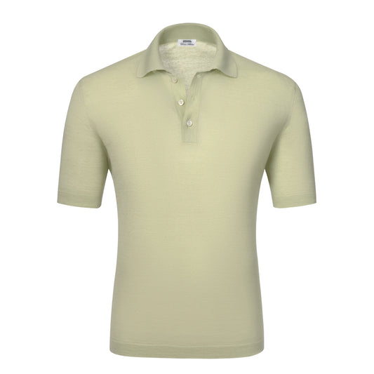 Linen-Blend Polo Shirt in Light Green