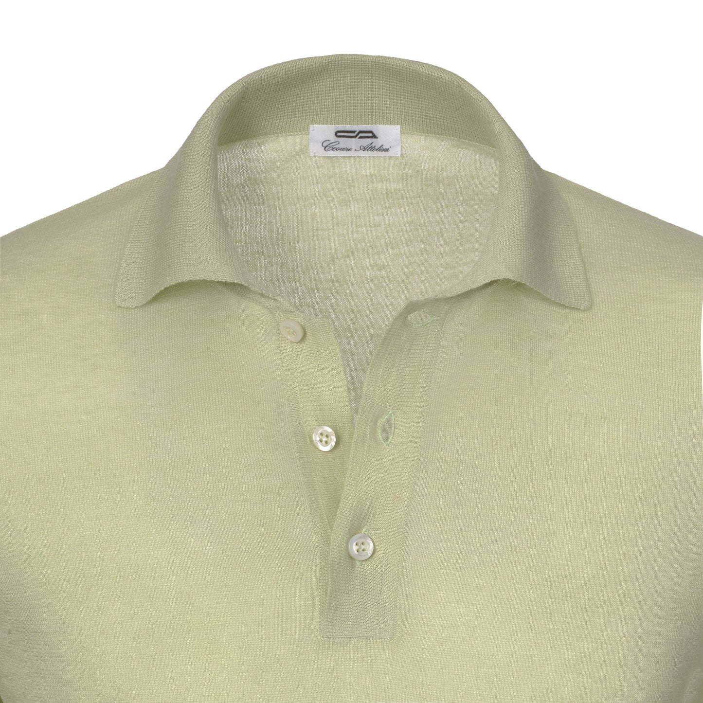 Linen-Blend Polo Shirt in Light Green