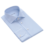 Striped Cotton Shirt in Light Blue and White