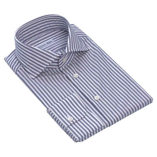 Striped Cotton Shirt in Blue and White