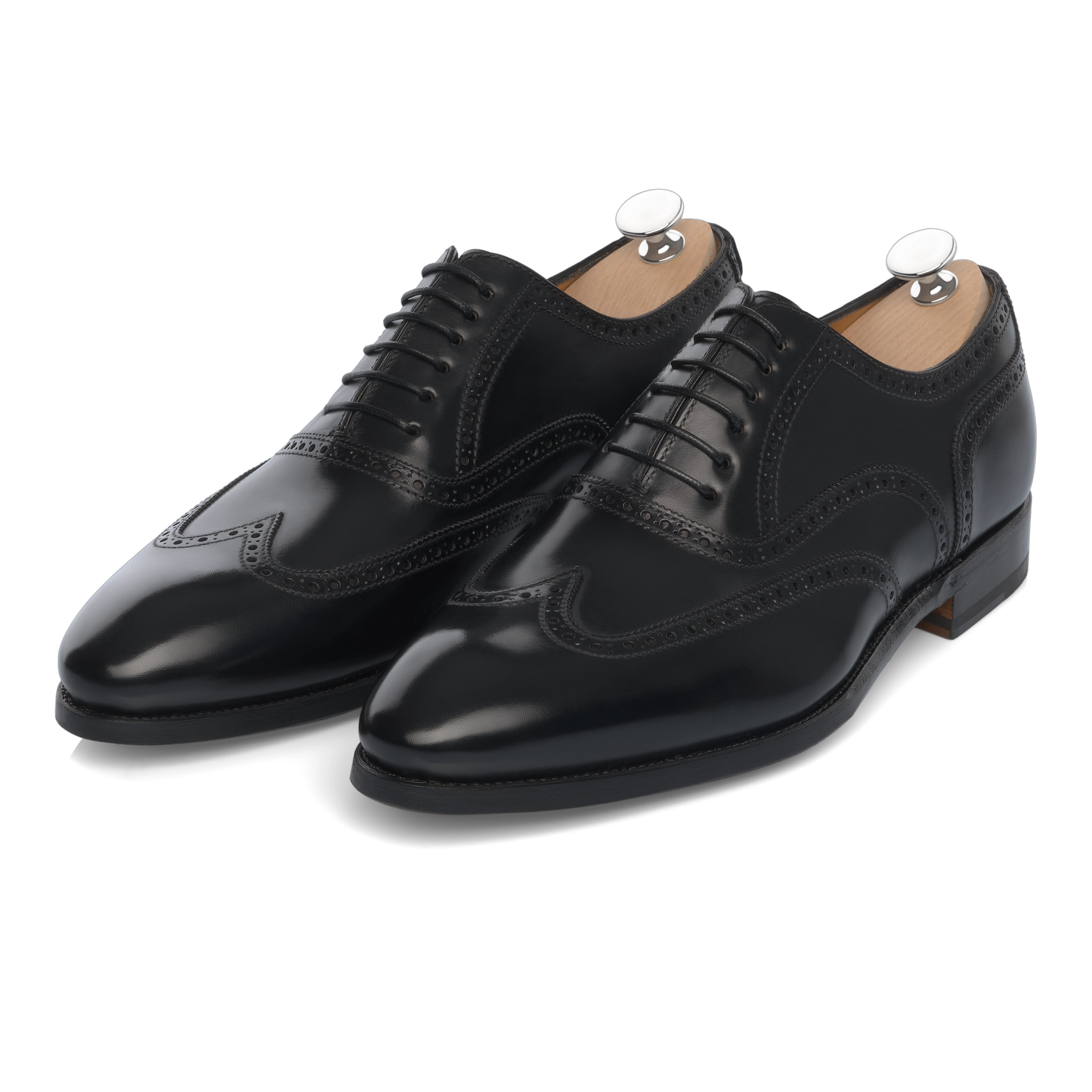 "Libertino no Fiore" Oxford Shoes with Perforated Details and Medallion in Black