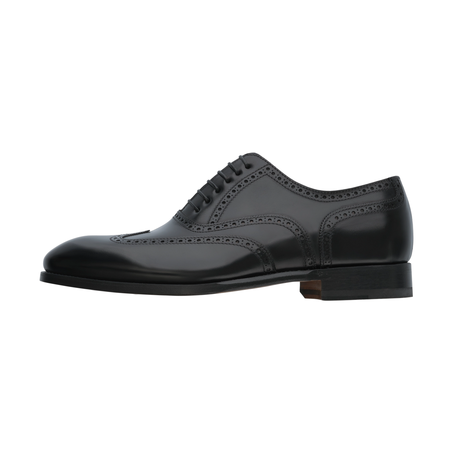 "Libertino no Fiore" Oxford Shoes with Perforated Details and Medallion in Black