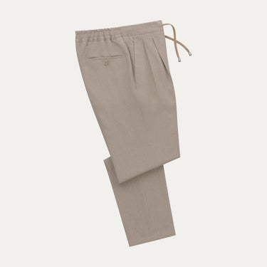 Tailored flat-front Linen Trousers in Light Taupe. Exclusively made for Sartale