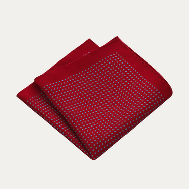 Polka Dot Silk Pocket Square in Red