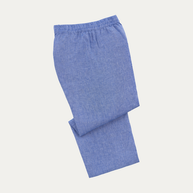 Linen Fabric Pyjamas in Light Blue